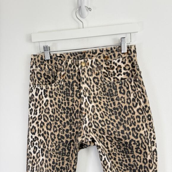 R13 Tyler High Rise Skinny Jeans Leopard Print Boho Old Money Womens 26 - Picture 3 of 11